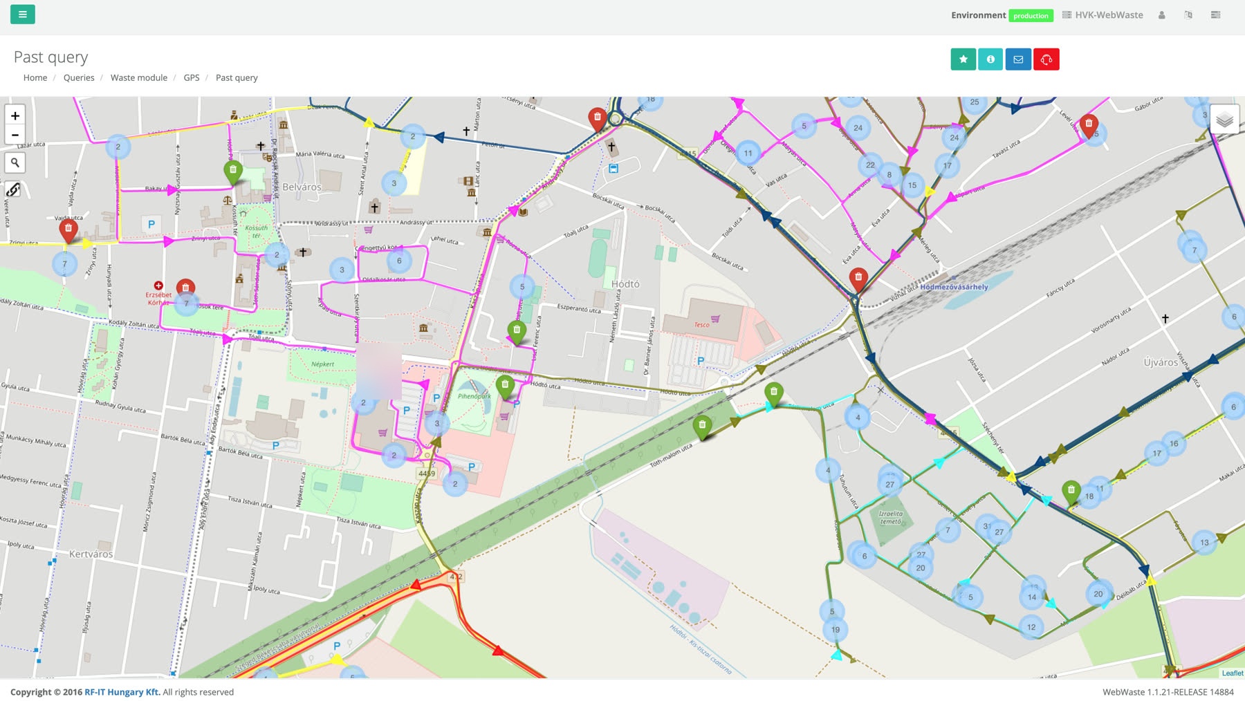 Truck trace on map